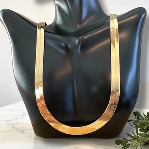 Vintage Estate 10K Italy Yellow Gold 8mm Wide Herringbone 20.25” Chain Necklace!